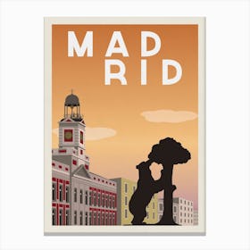 Madrid Plaza Del Sol Travel Poster Canvas Print