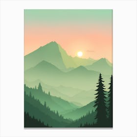 Misty Mountains Vertical Composition In Green Tone 5 Canvas Print