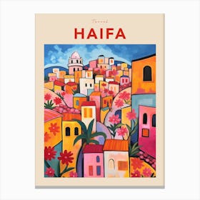 Haifa Israel Fauvist Travel Poster Canvas Print