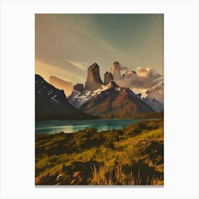 Torres Del Paine National Park Chile Vintage Poster Canvas Print