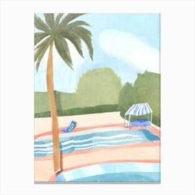 Watercolor Of A Pool Canvas Print