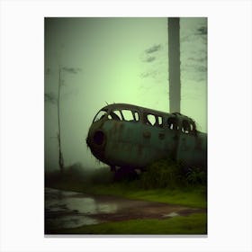 Abandoned Plane In The Fog Canvas Print