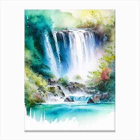 Kravice Waterfalls, Bosnia And Herzegovina Water Colour  (1) Canvas Print