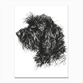 Black Russian Terrier Dog Line Sketch 2 Canvas Print
