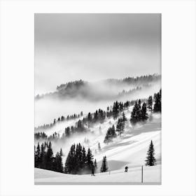 Chapelco, Argentina Black And White Skiing Poster Canvas Print