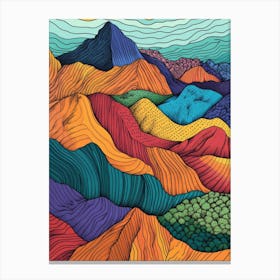 Colourful Mountain Illustration Poster Art Print 21 Canvas Print