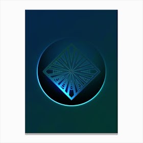 Geometric Neon Glyph on Jewel Tone Triangle Pattern 159 Canvas Print