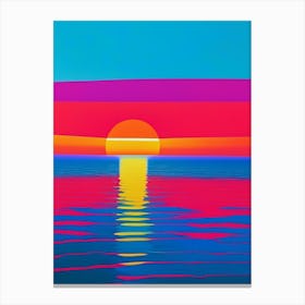 Sunrise Over Ocean Waterscape Colourful Pop Art 1 Canvas Print