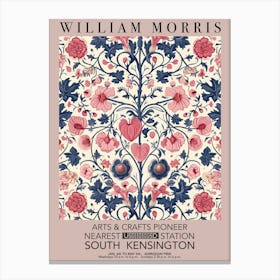 William Morris Valentines Gift Red Pink And Blue Flowers Canvas Print