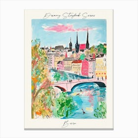 Poster Of Bern, Dreamy Storybook Illustration 4 Canvas Print