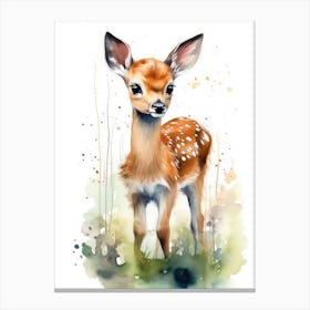 Baby Deer Watercolor Canvas Print