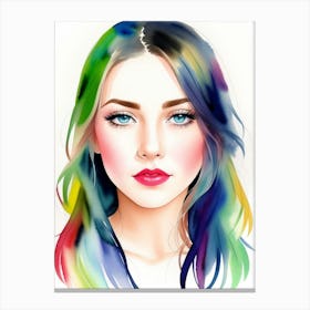 Portrait Of A Woman With Colorful Hair 2 Canvas Print