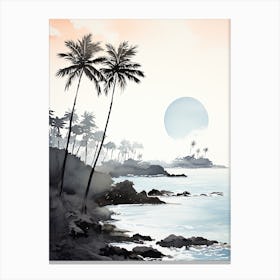 Watercolour Of Twai Anapanapa Black Sand Beach   Maui Hawaii Usa 3 Canvas Print