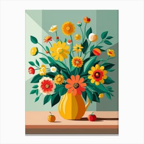 Bouquet Of Flowers In A Vase Canvas Print