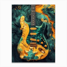 Gold Guitar music art Canvas Print