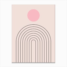 Mid Century Modern | 05 - Sun And Rainbow Blush Pink Canvas Print