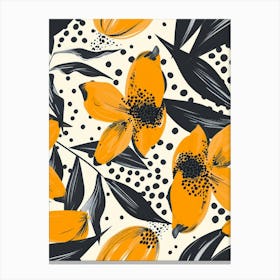 Seamless Pattern With Orange Flowers Canvas Print