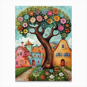 Tree In The Village Canvas Print