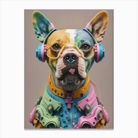 Dog With Headphones 4 Canvas Print