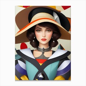 Woman In A Hat - Cubism 14 Canvas Print