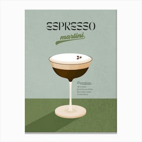 Minimal Espresso Martini Italian Cocktail - retro blue green Canvas Print