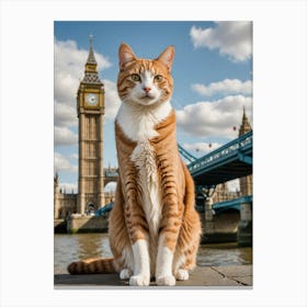 Cat's World Tour: Paws and Selfies from Famous Sights Big Ben Canvas Print