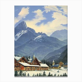 Garmisch Partenkirchen, Germany Ski Resort Vintage Landscape 2 Skiing Poster Canvas Print