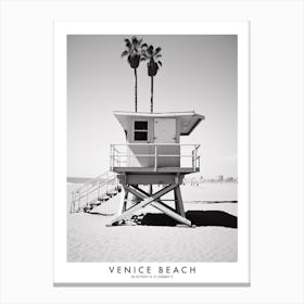 Poster Of Venice Beach, Black And White Analogue Photograph 3 Canvas Print