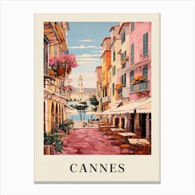 Cannes France 1 Vintage Pink Travel Illustration Poster Canvas Print