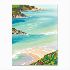 Lulworth Cove Beach, Dorset Contemporary Illustration 2  Canvas Print