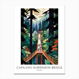 Capilano Suspension Bridge Park, Canada, Colourful 2 Travel Poster Canvas Print