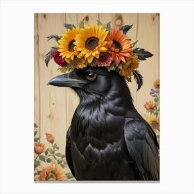 Regal Crow With A Floral Crown Art Print (4) Canvas Print