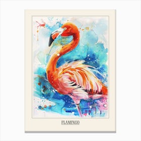 Flamingo Colourful Watercolour 2 Poster Canvas Print