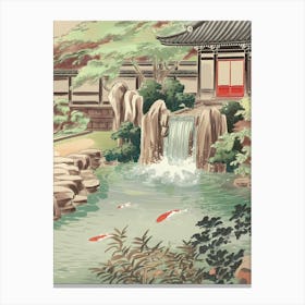 Koi Pond In The Garden Canvas Print