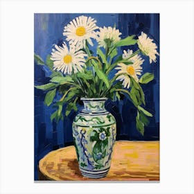 Flowers In A Vase Still Life Painting Asters 1 Canvas Print