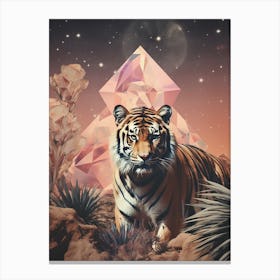 Cosmic tiger portrait in the glittering desert Canvas Print