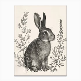 Dutch Blockprint Rabbit Illustration 6 Canvas Print
