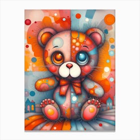 Patchwork Dreams: The Colorful Heart of a Teddy Canvas Print