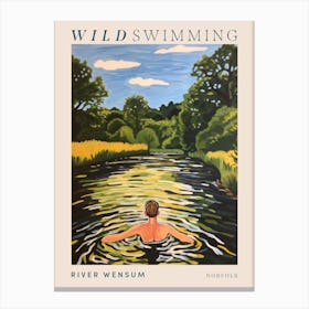 Wild Swimming At River Wensum Norfolk 1 Poster Canvas Print