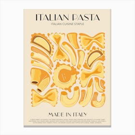 Italian Pasta Shapes Print Kitchen Art Kitchen Poster Food Art Mid Century Modern Italian Canvas Print