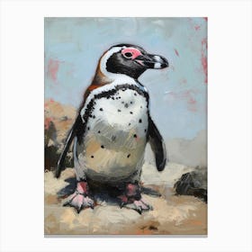 African Penguin Livingston Island Oil Painting 2 Canvas Print