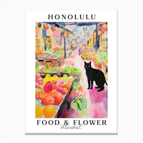 Food Market With Cats In Honolulu 3 Poster Canvas Print