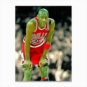 Michael Jordan Of The Chicago Bulls Looks On During A Game Against The Los Angeles Lakers Canvas Print