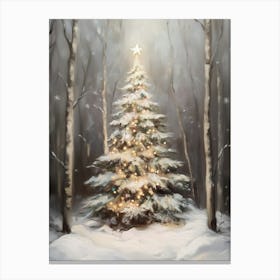 Christmas Tree illumination In The Woods Canvas Print