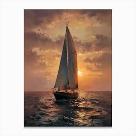 Sailboat At Sunset Canvas Print