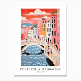 Ponte Della Maddalena, Lucca, Italy Colourful 1 Canvas Print