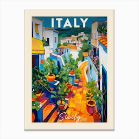 Sicily Italy 3 Fauvist Painting Travel Poster Canvas Print