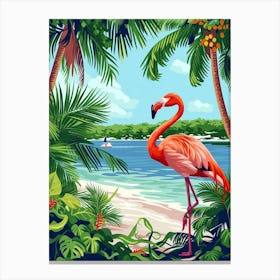 Greater Flamingo Celestun Yucatan Mexico Tropical Illustration 1 Canvas Print