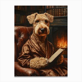 Classy Airedale At The Bar 12 Canvas Print