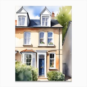 Watercolor Of A Three-story House Canvas Print